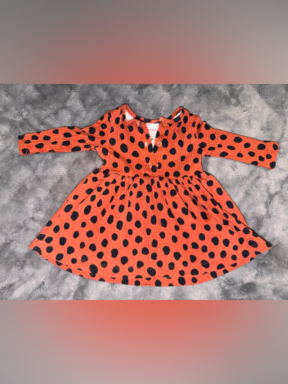 Hanna Andersson Rust Orange Dress with Black Polka Dots